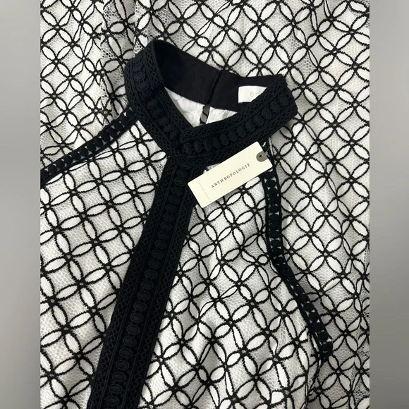 Anthropologie Eri‎ + Ali NWT Black and White High Neck Ninetta Lace Dress - Picture 4 of 6